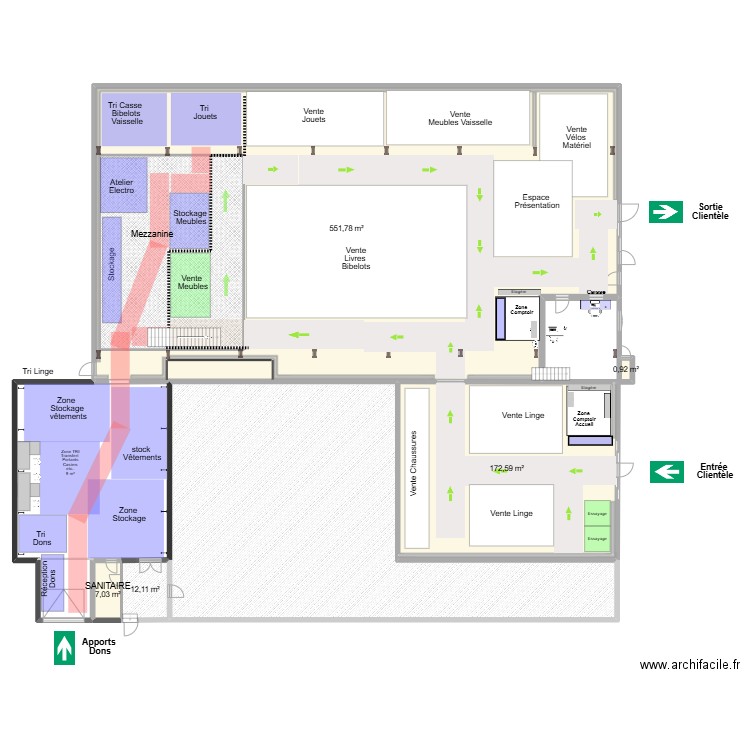 Implant avec MEZZANINE 20/01/2025. Plan de 8 pièces et 1454 m2