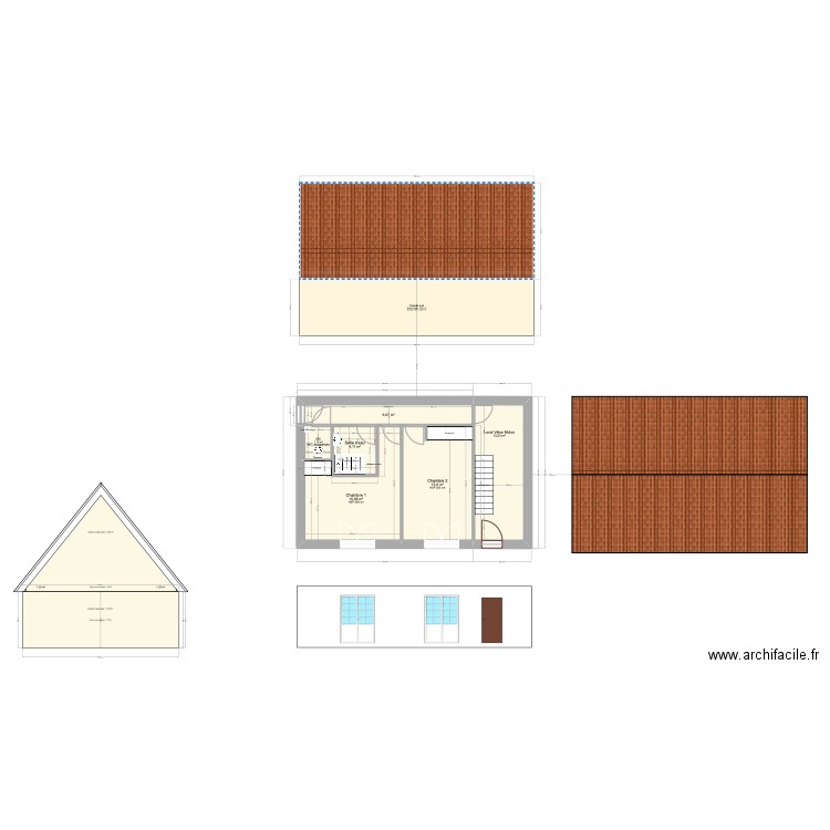 Rivarennes 151. Plan de 6 pièces et 56 m2