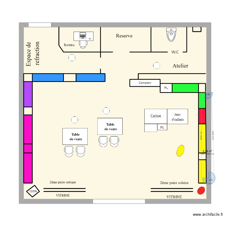 opticien12. Plan de 19 pièces et 109 m2