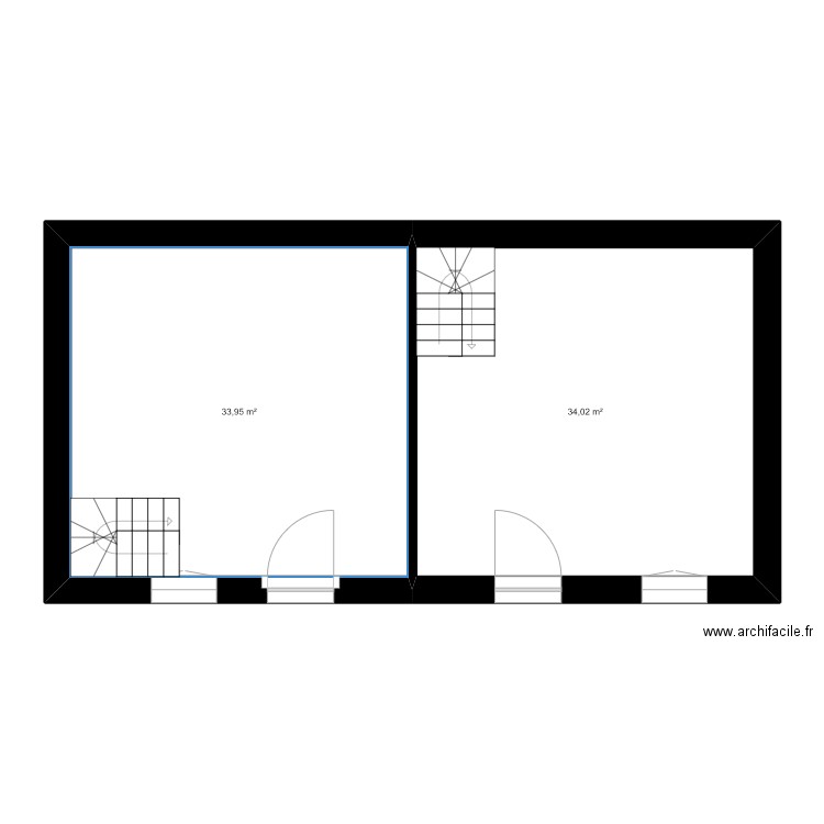 essai1. Plan de 2 pièces et 68 m2