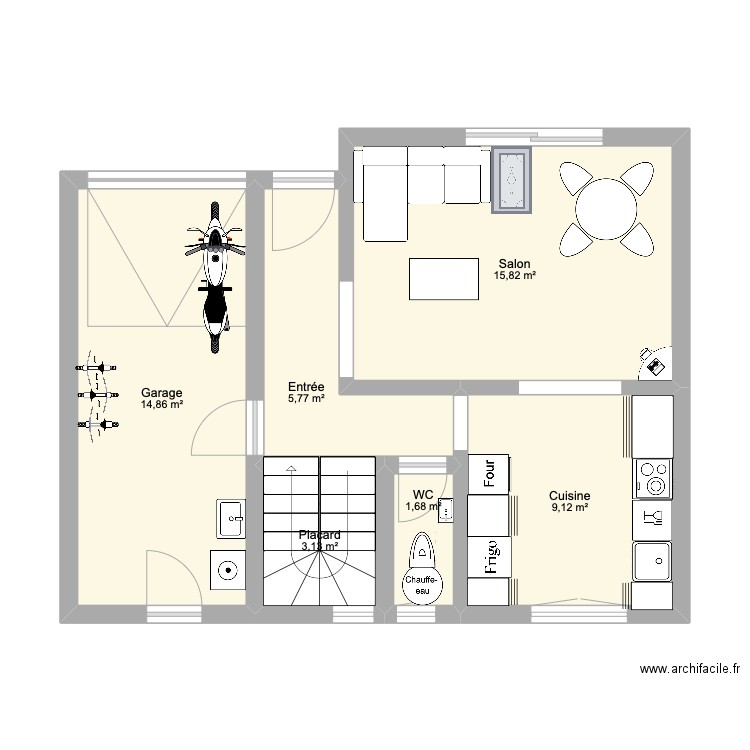 Roumanille 2. Plan de 14 pièces et 103 m2