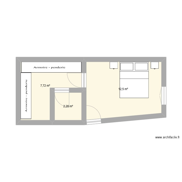 chambre st lo. Plan de 3 pièces et 22 m2