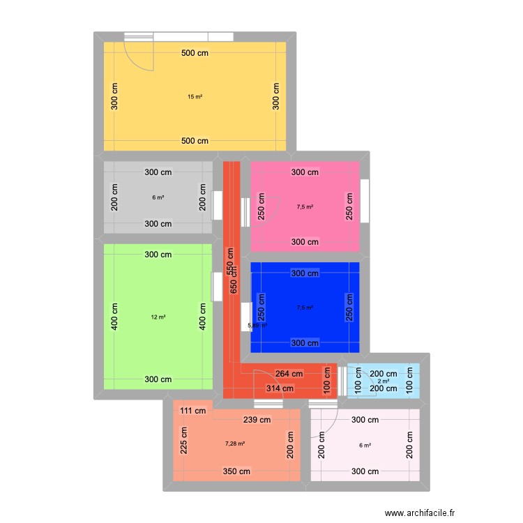 dossier vengerai. Plan de 9 pièces et 69 m2