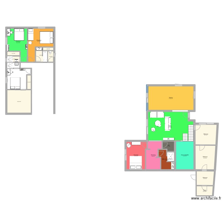 maison LCSL. Plan de 20 pièces et 189 m2