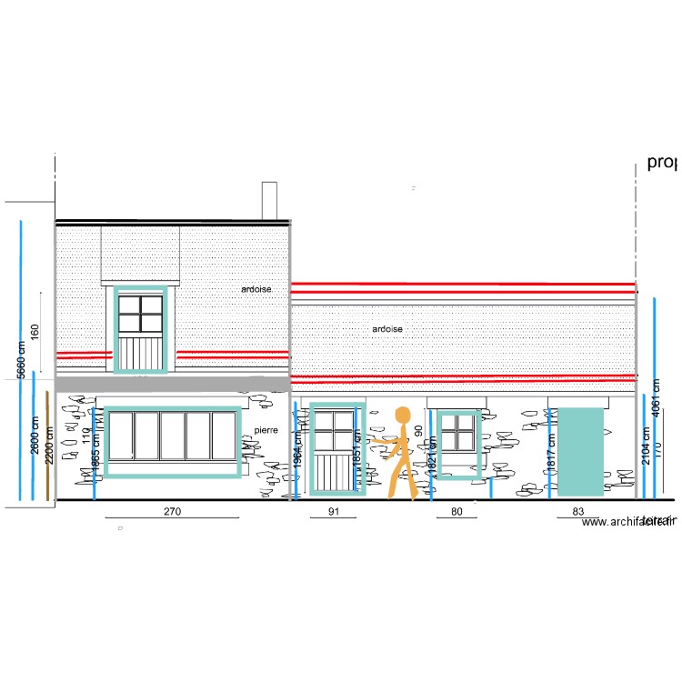 façade modifiée. Plan de 0 pièce et 0 m2