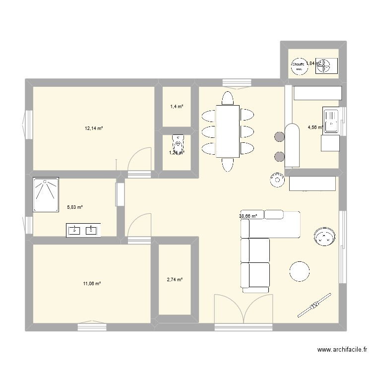 mini maison. Plan de 9 pièces et 79 m2