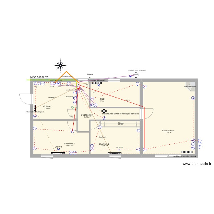 Alex macon Circuit PC. Plan de 7 pièces et 81 m2