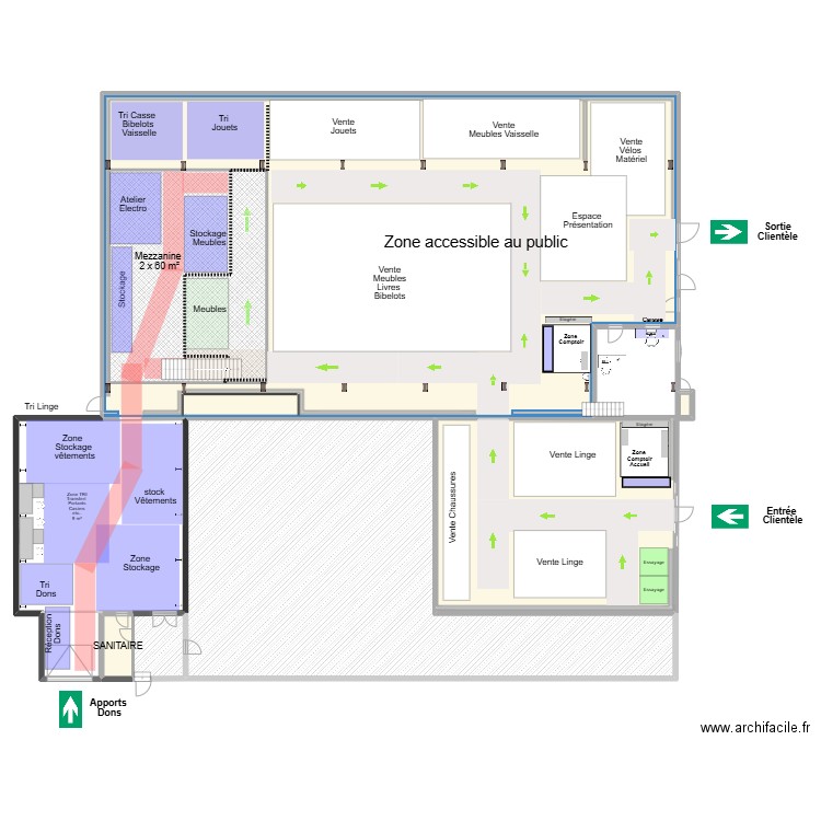 Projet MEZZANINE vue sous mezzanine 25/01/2025. Plan de 8 pièces et 1454 m2