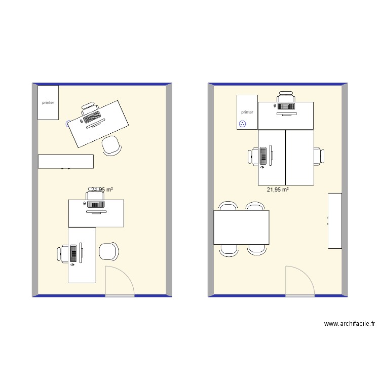 Office RH BEA5. Plan de 2 pièces et 44 m2