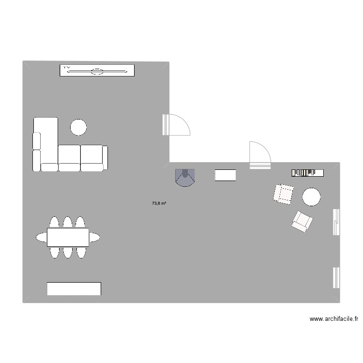 pascal. Plan de 1 pièce et 74 m2