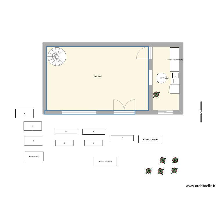 Application Regaleto. Plan de 2 pièces et 34 m2