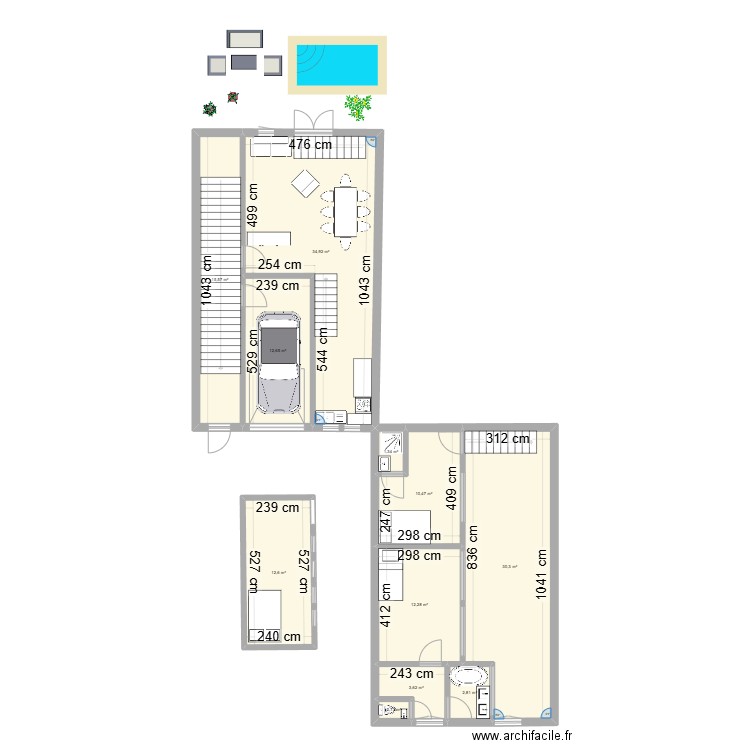 projet. Plan de 11 pièces et 137 m2