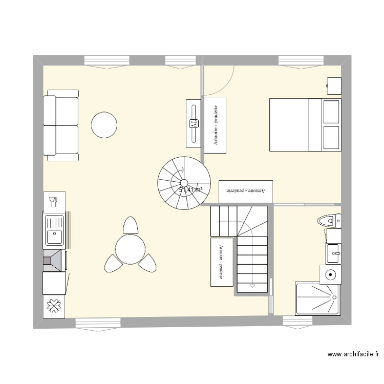 LAGNY MAISON 2 - ETAGE 1. Plan de 2 pièces et 51 m2