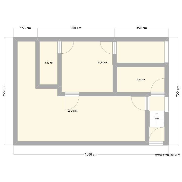 Portugal . Plan de 5 pièces et 56 m2