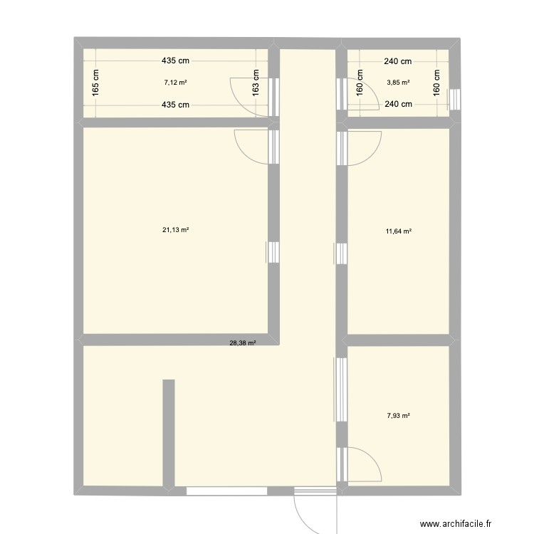 PLAN côté . Plan de 6 pièces et 80 m2