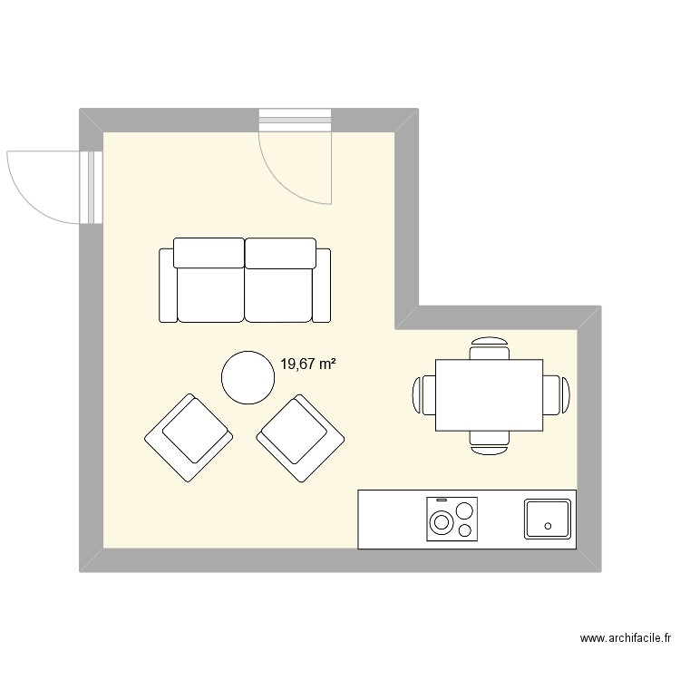 mulhouse3D2. Plan de 1 pièce et 20 m2