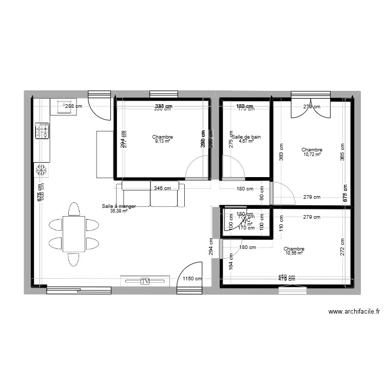 Le BARP V1. Plan de 6 pièces et 72 m2