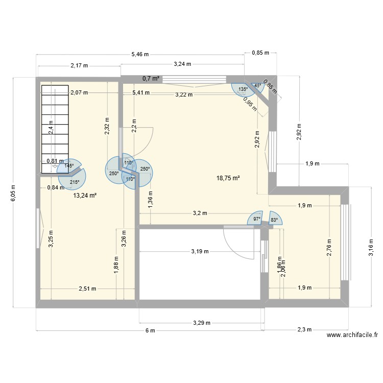 86 Bellechasse. Plan de 3 pièces et 33 m2