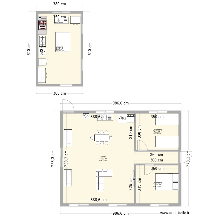 Parawié f3 3. Plan de 4 pièces et 89 m2