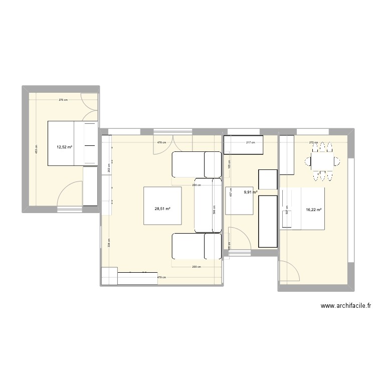 maison. Plan de 4 pièces et 67 m2