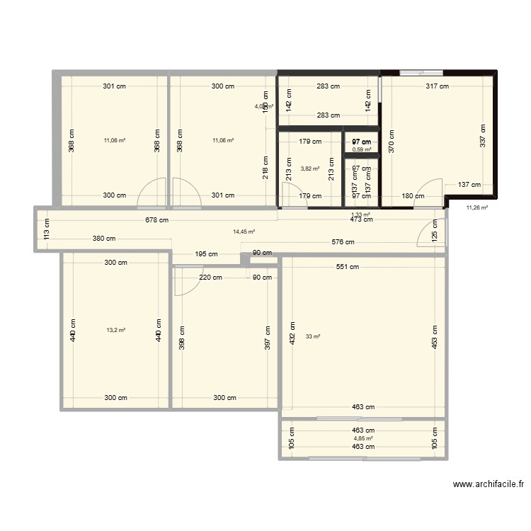 Appartement F5. Plan de 11 pièces et 109 m2