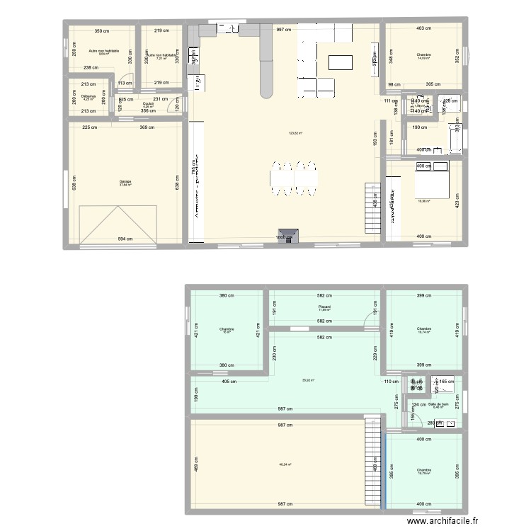 RDC maison Passive n°1. Plan de 17 pièces et 369 m2