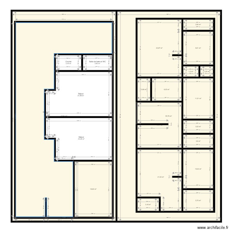 CLAUDIA RDC 1. Plan de 23 pièces et 676 m2