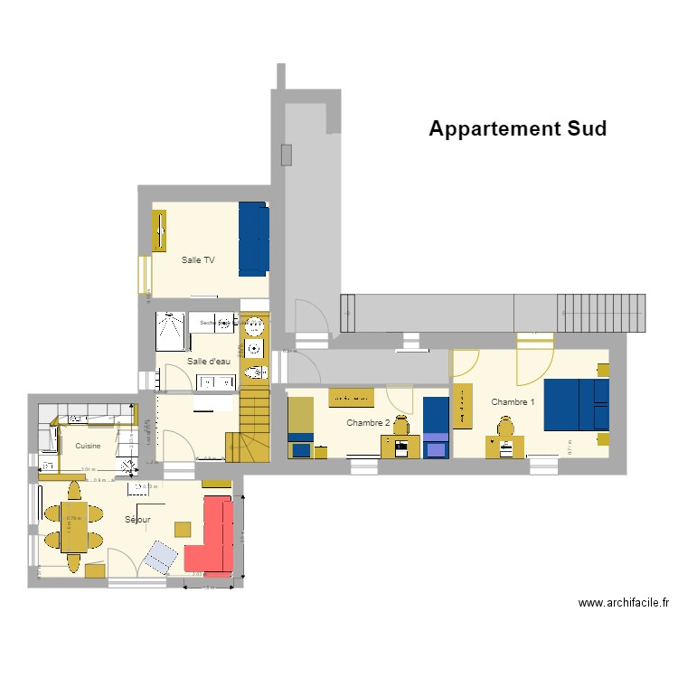 La  plaine   Appartement V8. Plan de 7 pièces et 92 m2