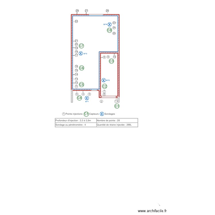 Le guen. Plan de 2 pièces et 38 m2