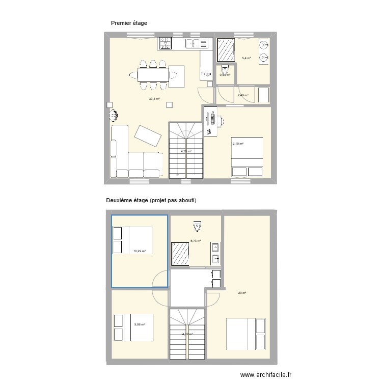 Pierre de Bayard. Plan de 11 pièces et 107 m2