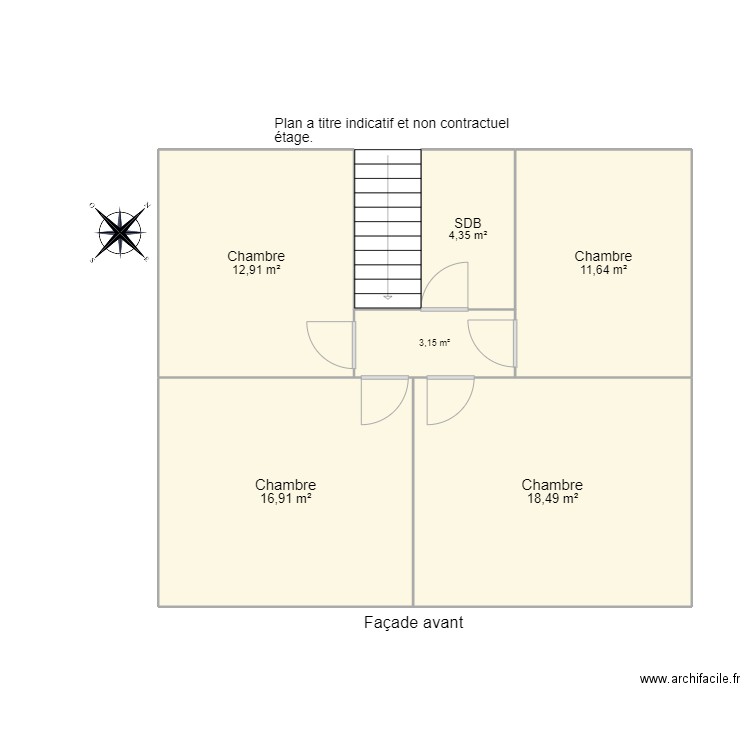 étage berth. Plan de 6 pièces et 67 m2