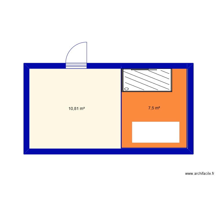 batiment du haut. Plan de 2 pièces et 18 m2