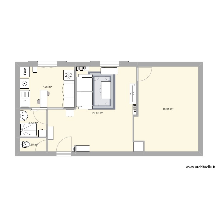 maison. Plan de 5 pièces et 49 m2