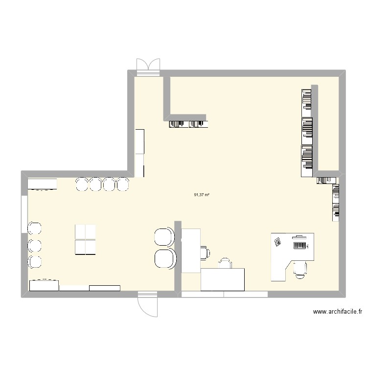 CDI. Plan de 1 pièce et 91 m2