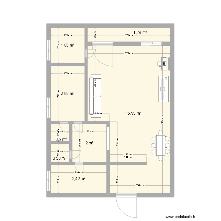 Appartements OGOUELI de bikélé. Plan de 8 pièces et 28 m2