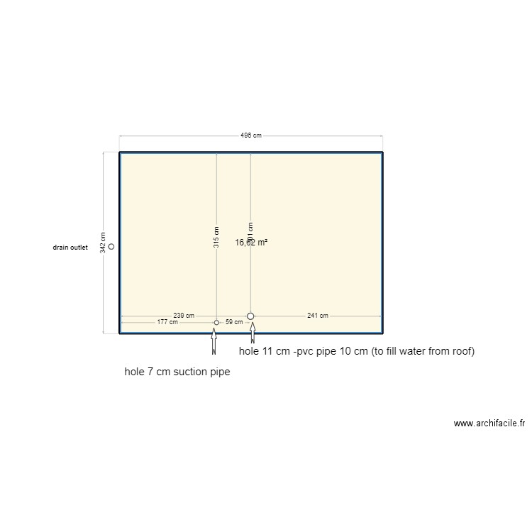 cuve-plastique. Plan de 1 pièce et 17 m2