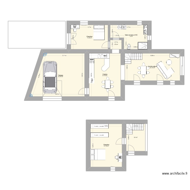 Maison VV V1. Plan de 8 pièces et 137 m2