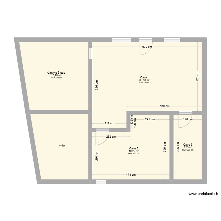 Cave Chet. Plan de 5 pièces et 83 m2