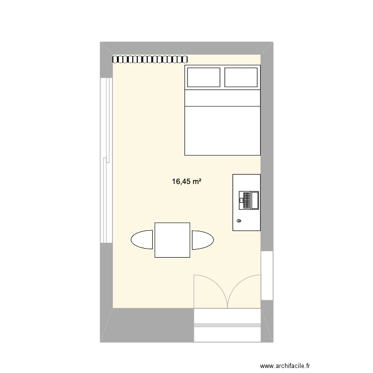 Chez nous. Plan de 1 pièce et 16 m2