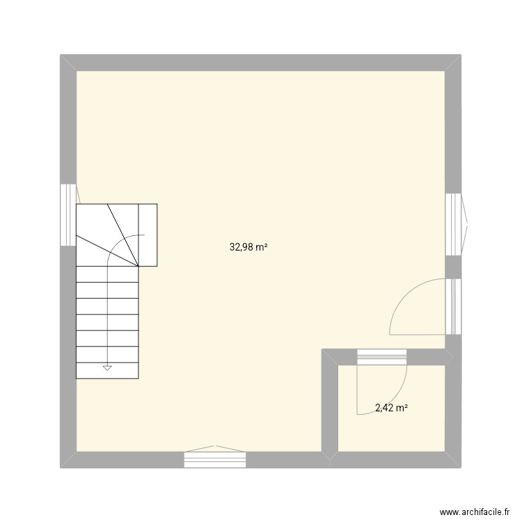 Gouby 30 . Plan de 2 pièces et 35 m2