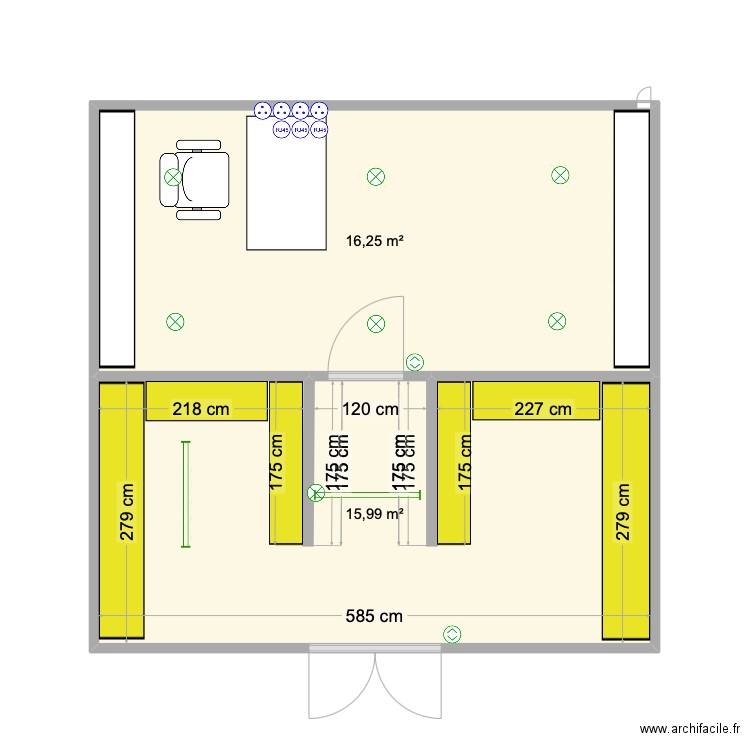 Projet Algeco CREUTZWALD. Plan de 2 pièces et 32 m2