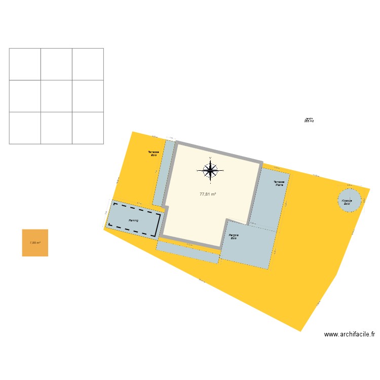 Jardin Cesson.2. Plan de 1 pièce et 78 m2