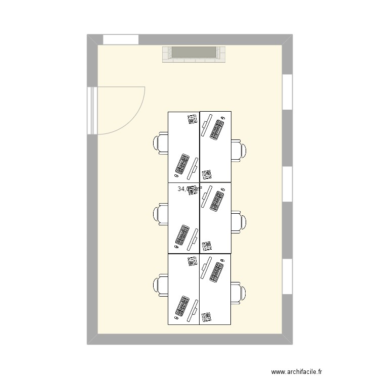 Bur Archives - greffe COR avec 6 bureaux. Plan de 1 pièce et 34 m2