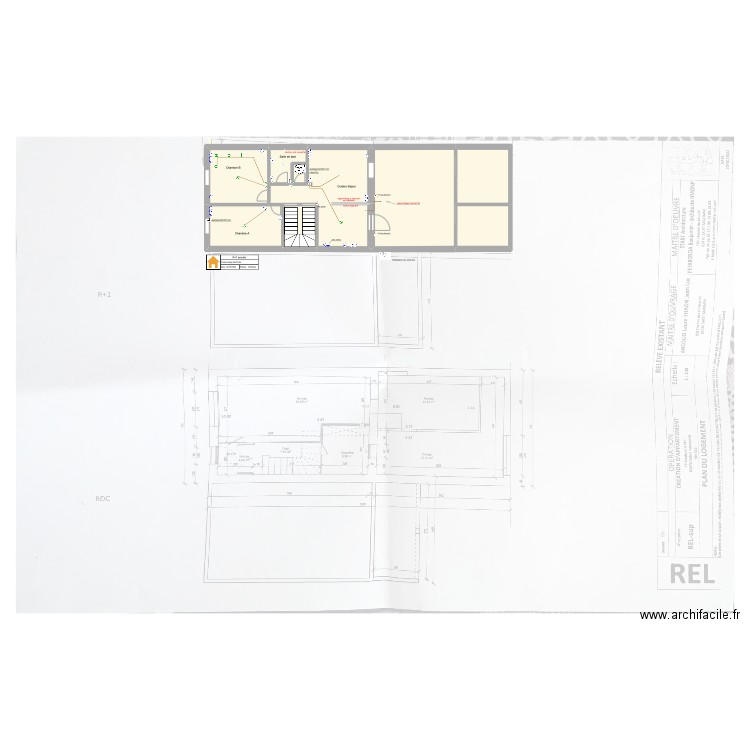 R+1 ancolio. Plan de 9 pièces et 111 m2