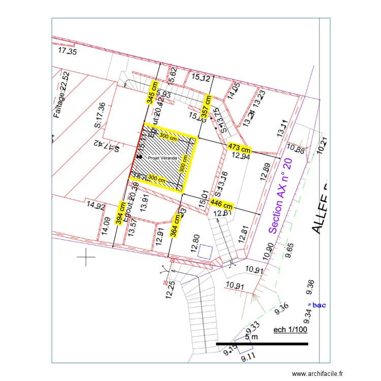 plan véranda. Plan de 1 pièce et 9 m2