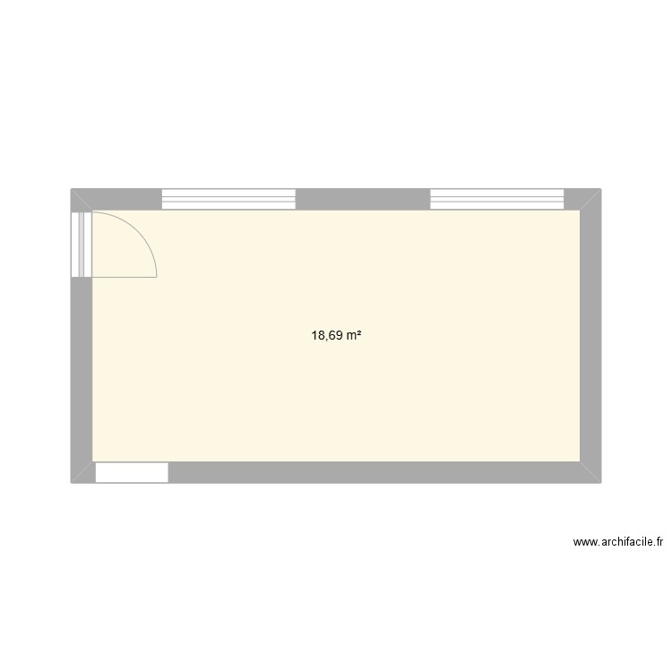 Sans meuble. Plan de 1 pièce et 19 m2