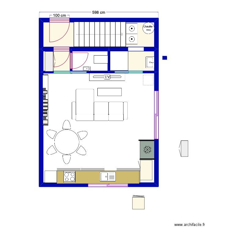 trest 3. Plan de 3 pièces et 11 m2