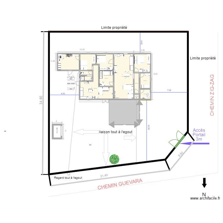 plan de masse après travaux. Plan de 15 pièces et 844 m2