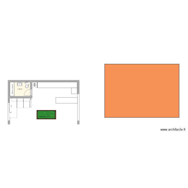 pool-house. Plan de 1 pièce et 4 m2