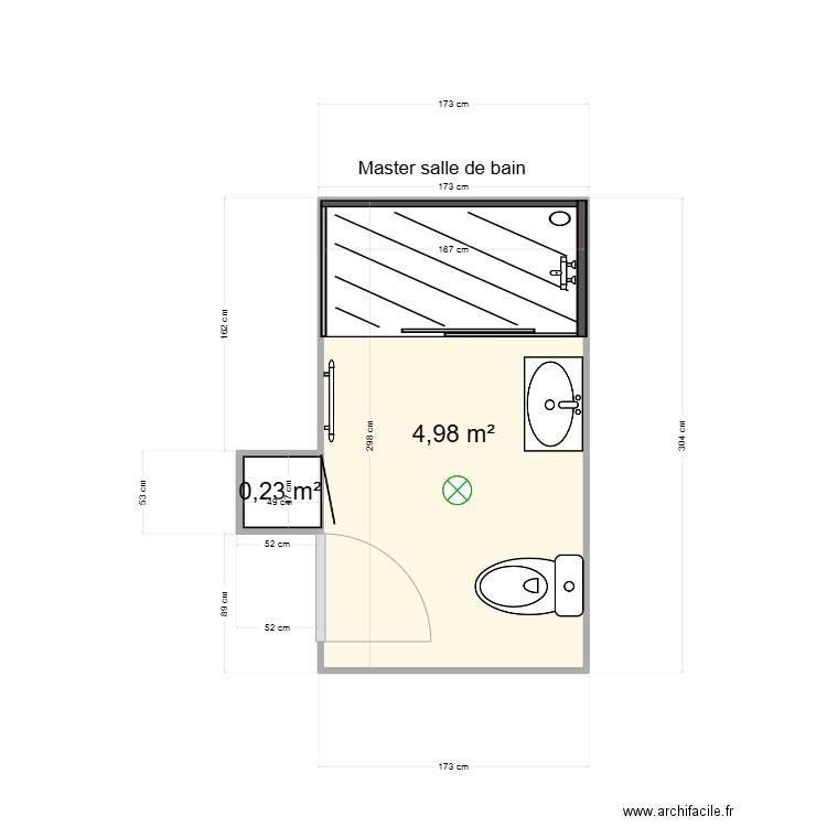 Master salle de bain (Rdc). Plan de 2 pièces et 5 m2